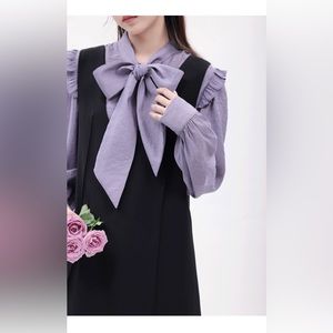 Purple Blouse with Tie Neck